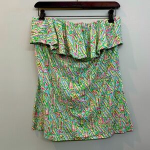 Lilly Pulitzer Wiley Tube Top Resort White Guiding Light Lighthouse Print Size L